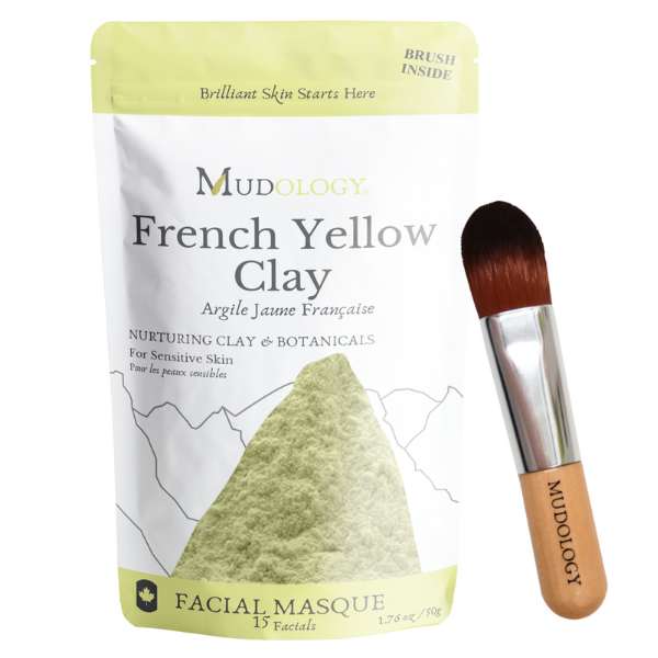 Mudology French Yellow Clay facial mask with a brush