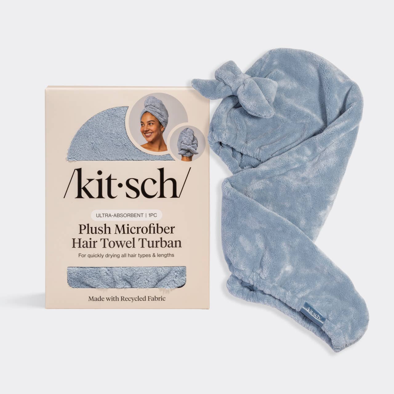 Plush Microfiber Hair Towel Turban | Coastal Blue