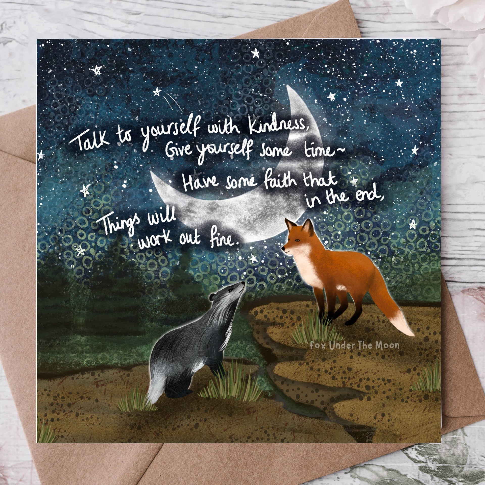 Fox Under The Moon - 'Have Faith' - Greeting Card by Fox Under The Moon: Individual cello wrapping