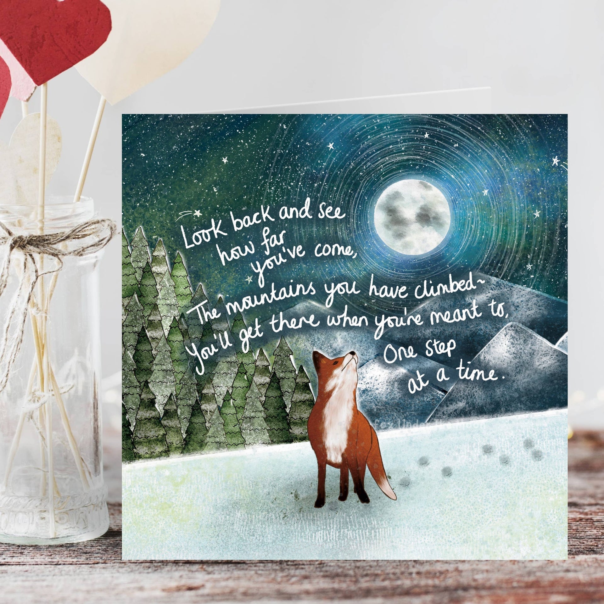 Fox Under The Moon - 'Mountains' - Greeting Card by Fox Under The Moon: Individual cello wrapping