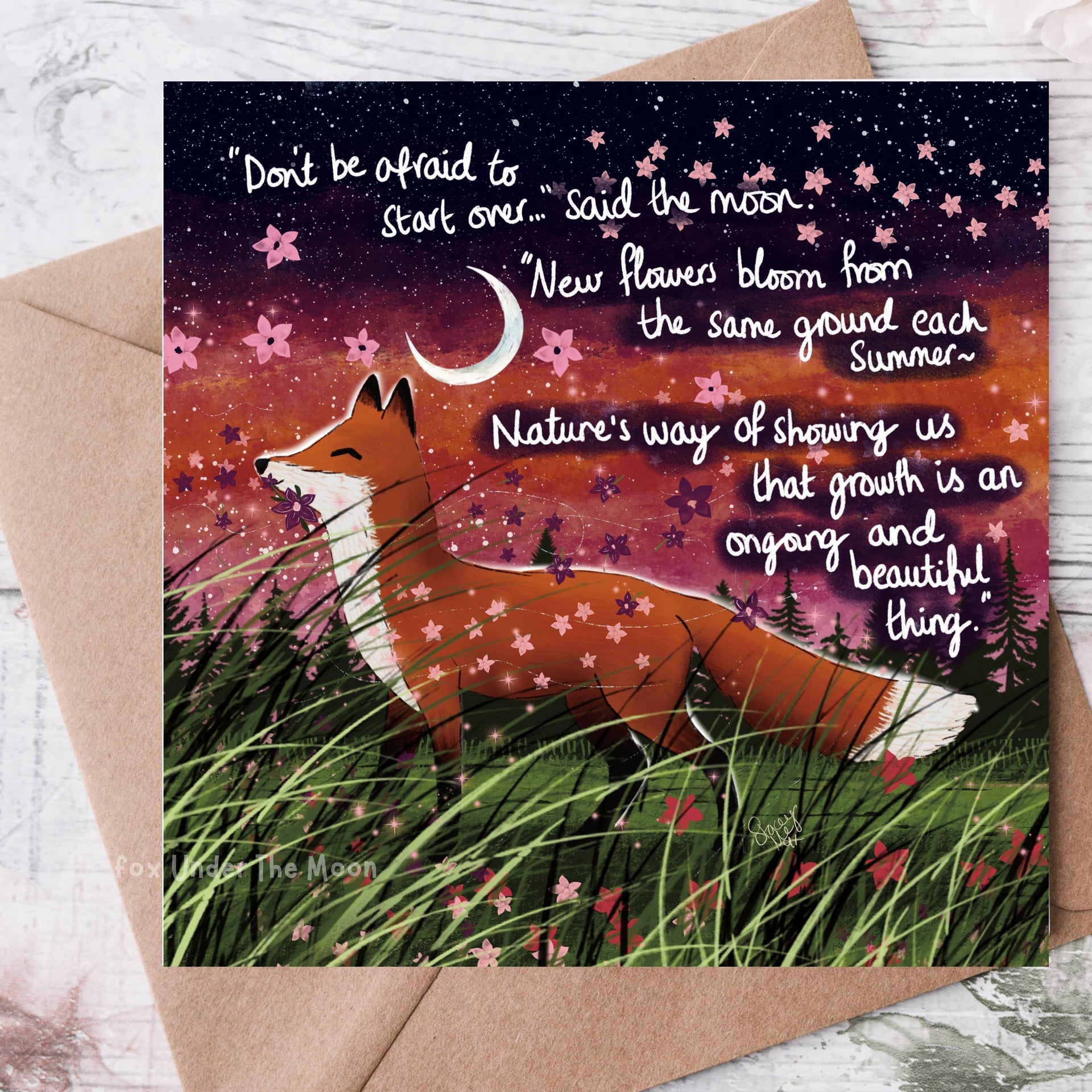 Fox Under The Moon - 'Bloom' - Greeting Card From Fox Under The Moon: Individual cello wrapping