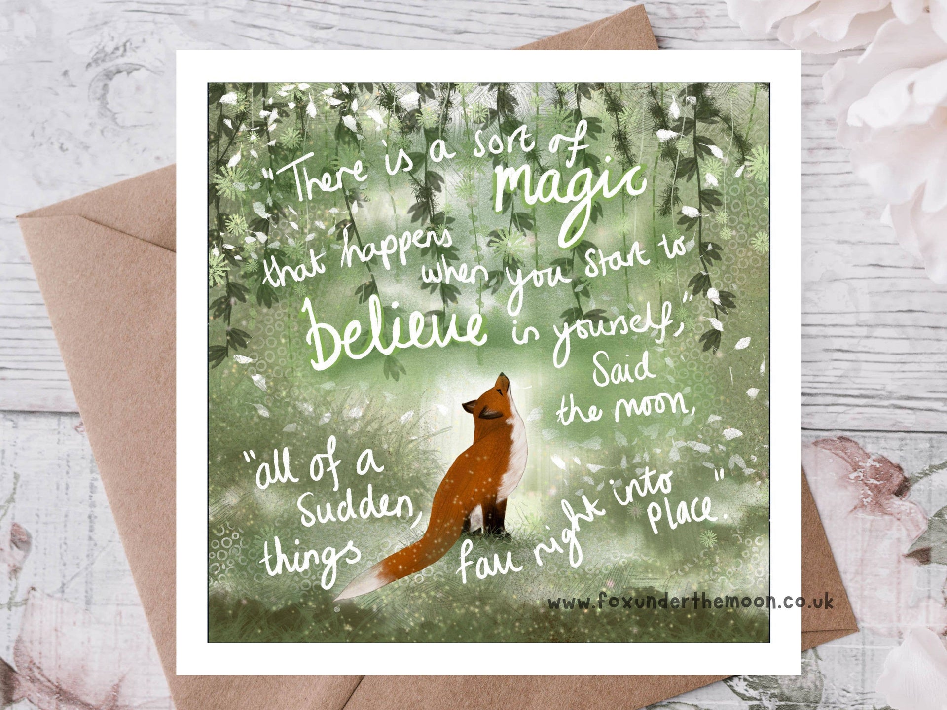Fox Under The Moon - "Believe" Congratulations & Encouragement Card by Fox Under : Individual cello wrapping