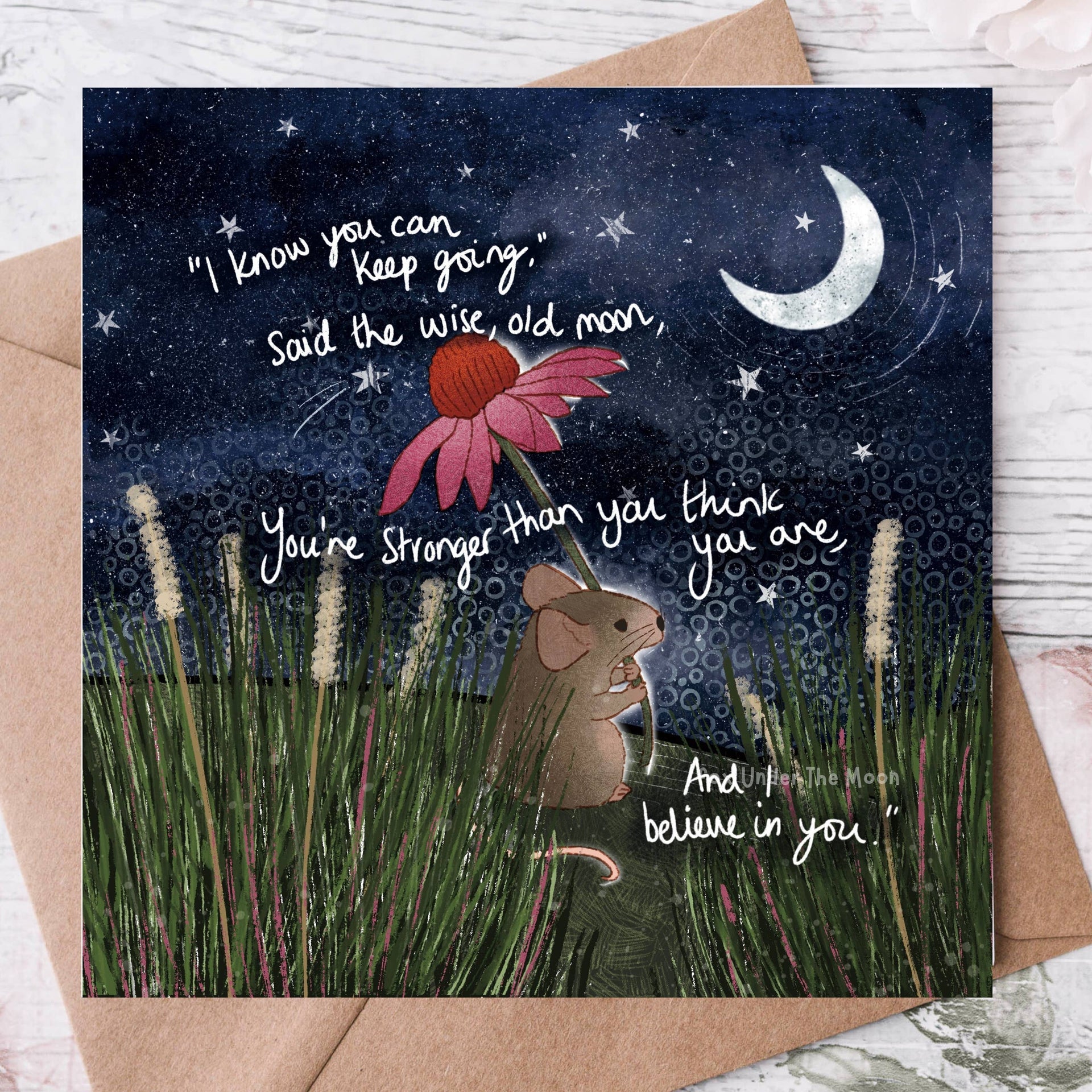 Fox Under The Moon - 'Stronger' - Greeting Card by Fox Under The Moon: Individual cello wrapping