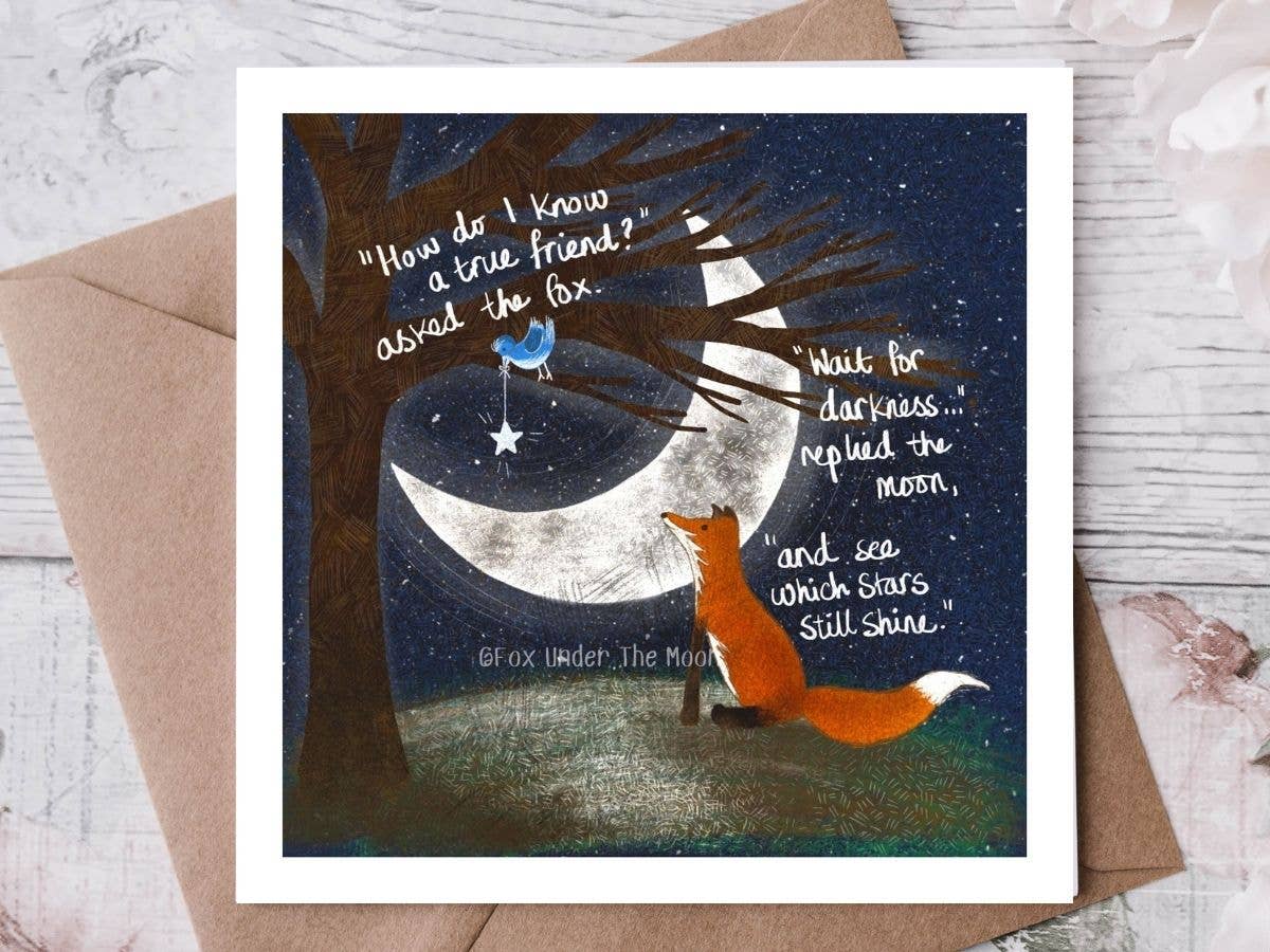Fox Under The Moon - "A True Friend" A Friendship Card by Fox Under The Moon: Individual cello wrapping