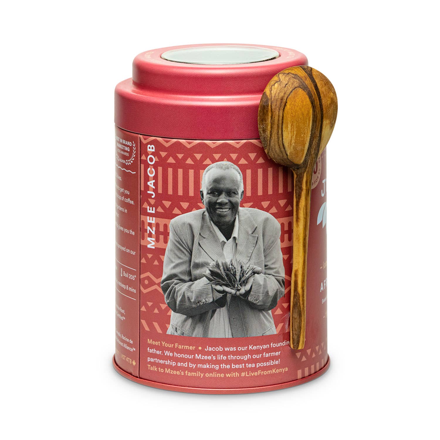 JusTea (No Import Fees to USA) - African Chai Tin & Spoon - Organic, Fair-Trade, Black Tea