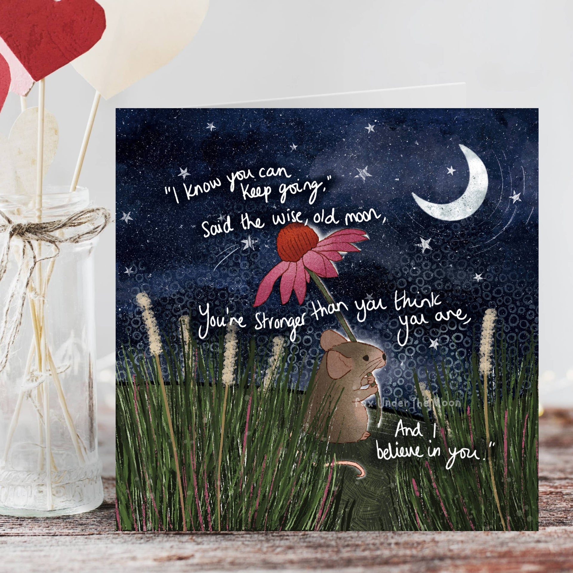 Fox Under The Moon - 'Stronger' - Greeting Card by Fox Under The Moon: Individual cello wrapping