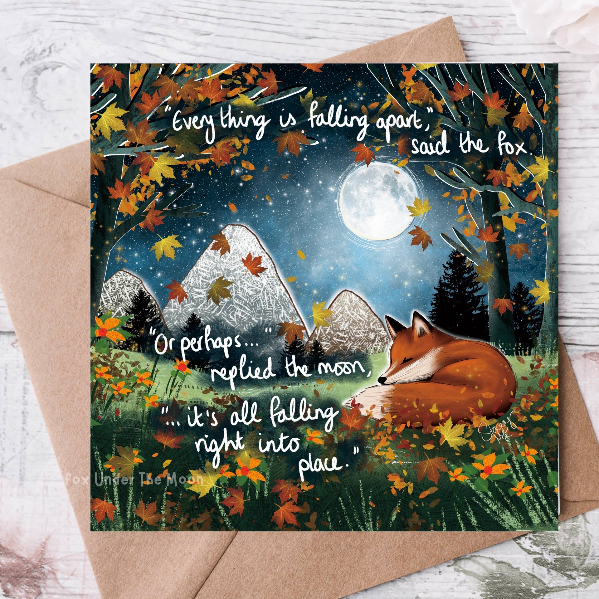 Fox Under The Moon - 'Falling Apart' - Greeting Card From Fox Under The Moon: Individual cello wrapping