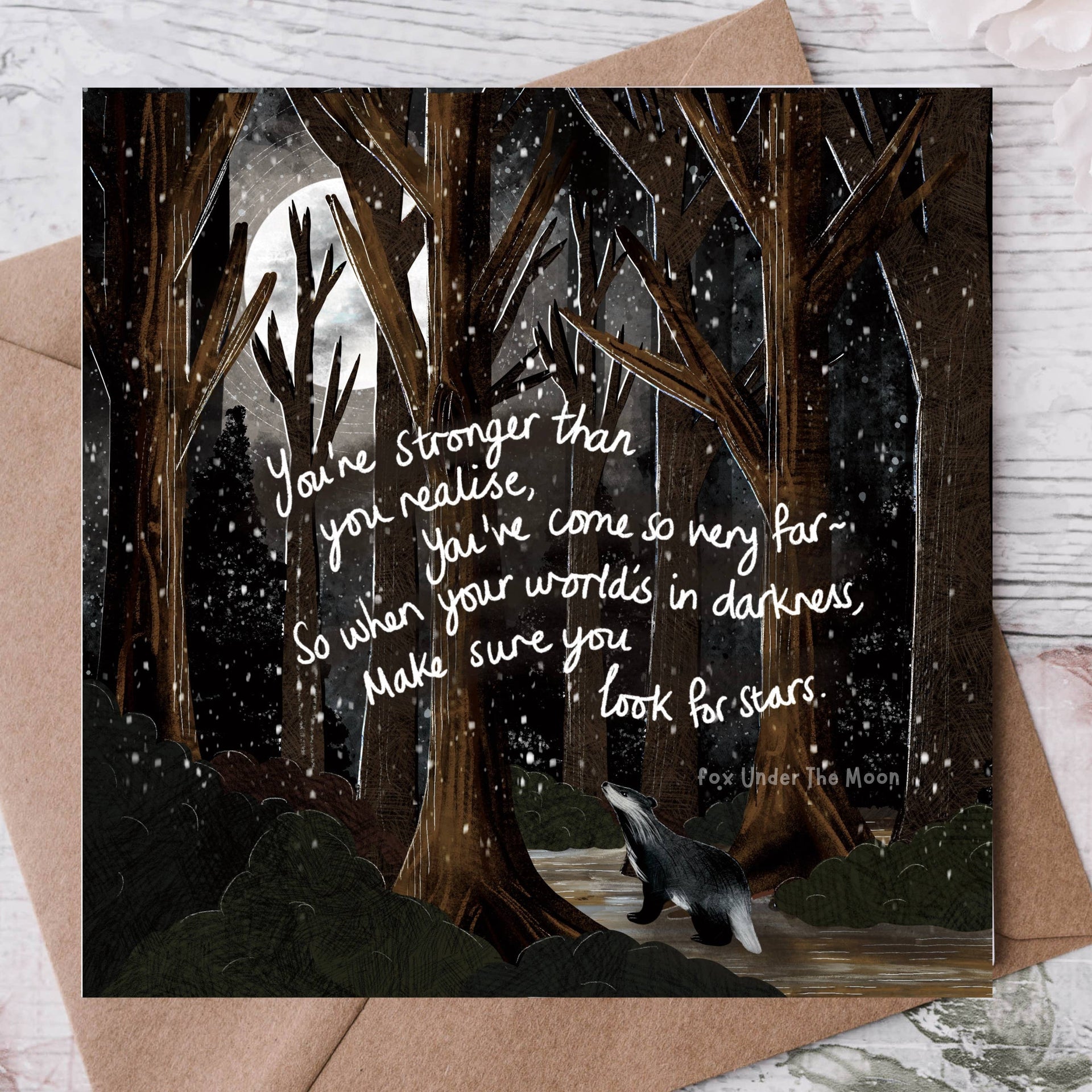 Fox Under The Moon - 'Look For Stars' - Greeting Card by Fox Under The Moon: Individual cello wrapping