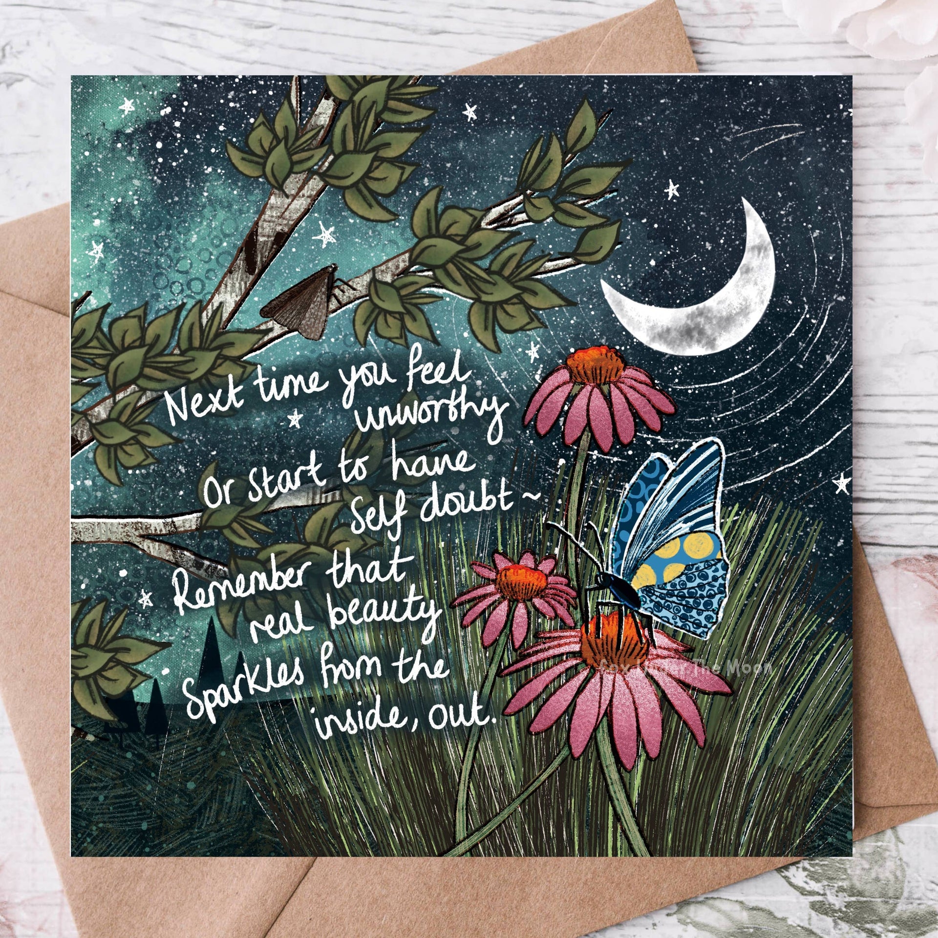 Fox Under The Moon - 'Real Beauty' - Greeting Card by Fox Under The Moon: Individual cello wrapping