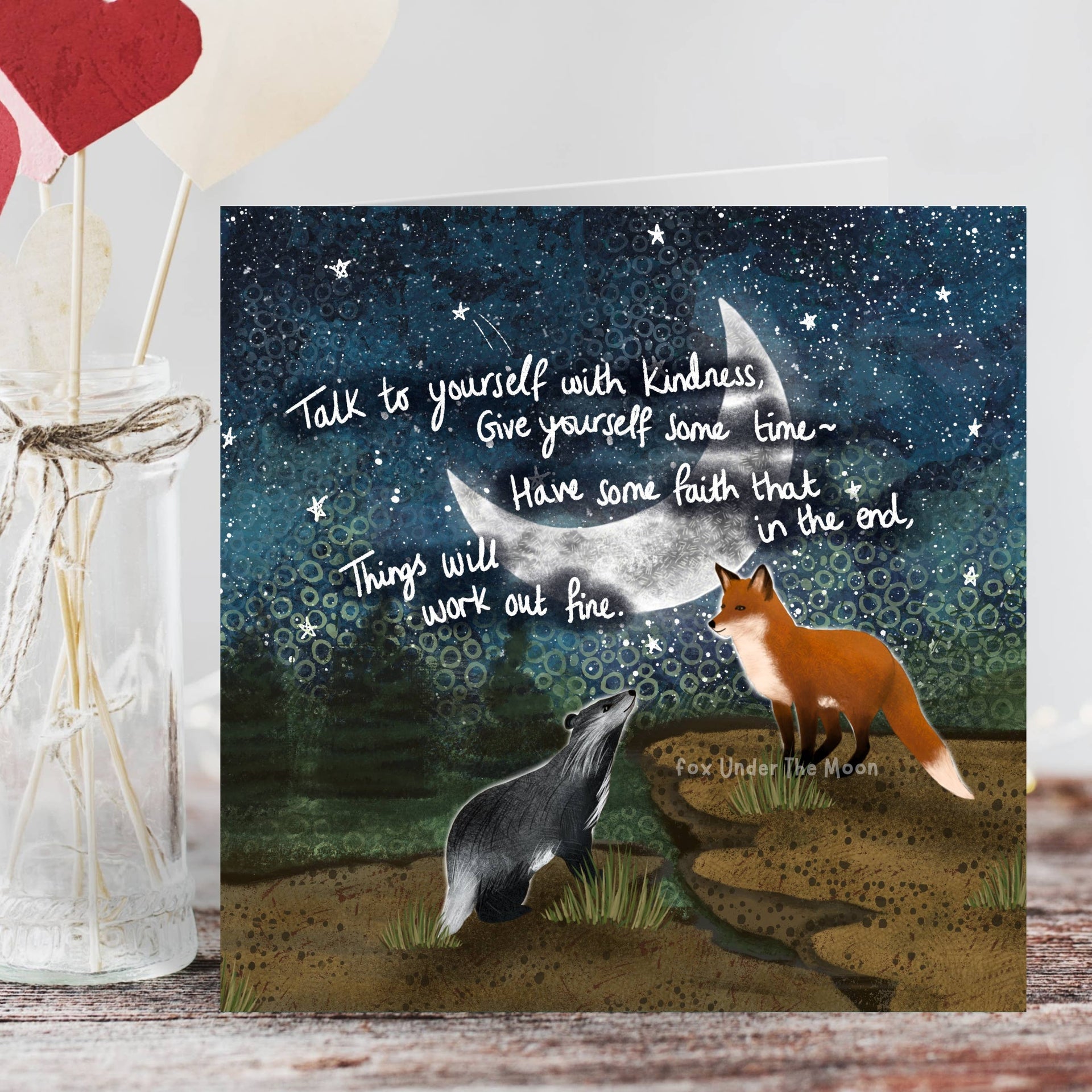 Fox Under The Moon - 'Have Faith' - Greeting Card by Fox Under The Moon: Individual cello wrapping