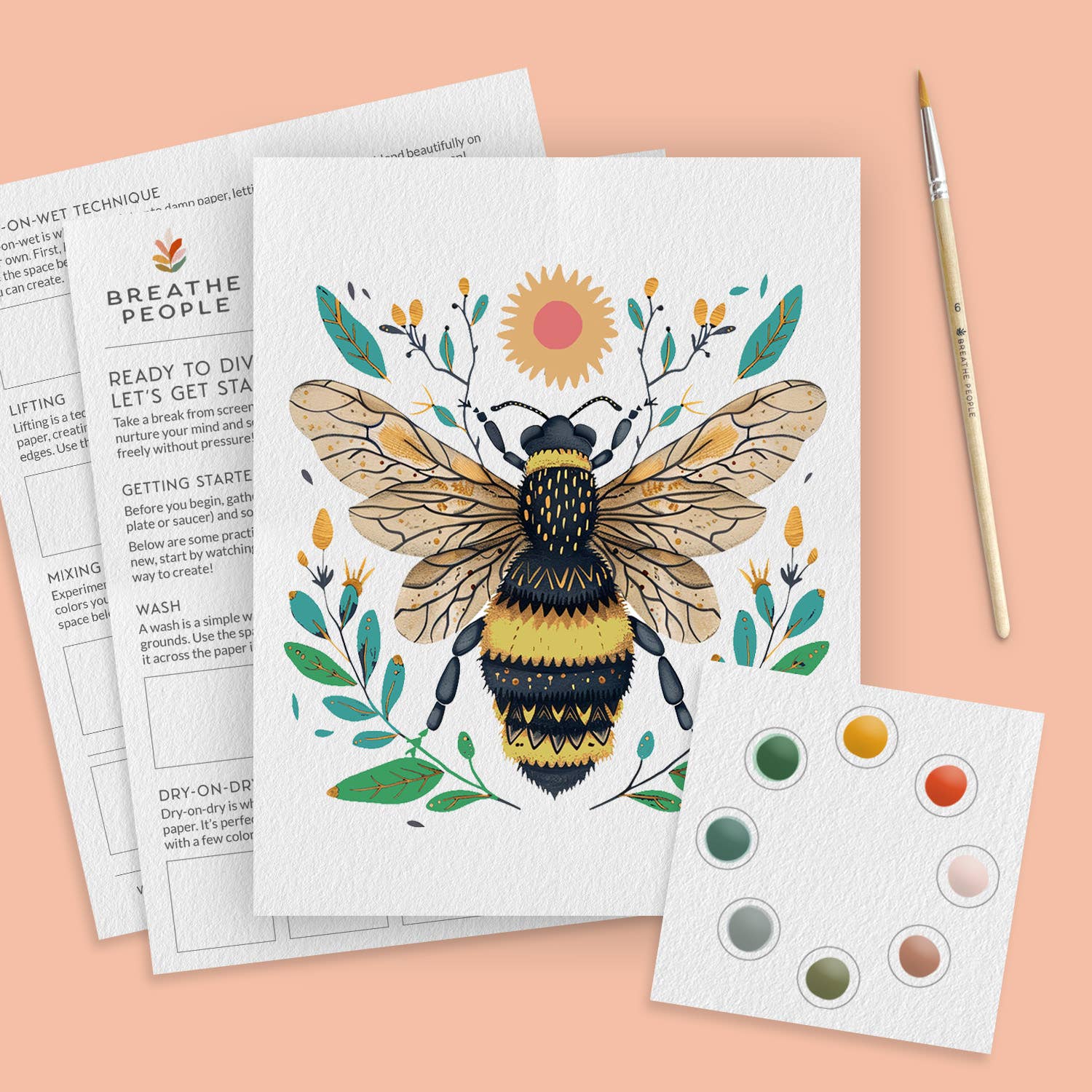 Breathe People - All-In-One Beginner Watercolor Paint Set - Honey Bee
