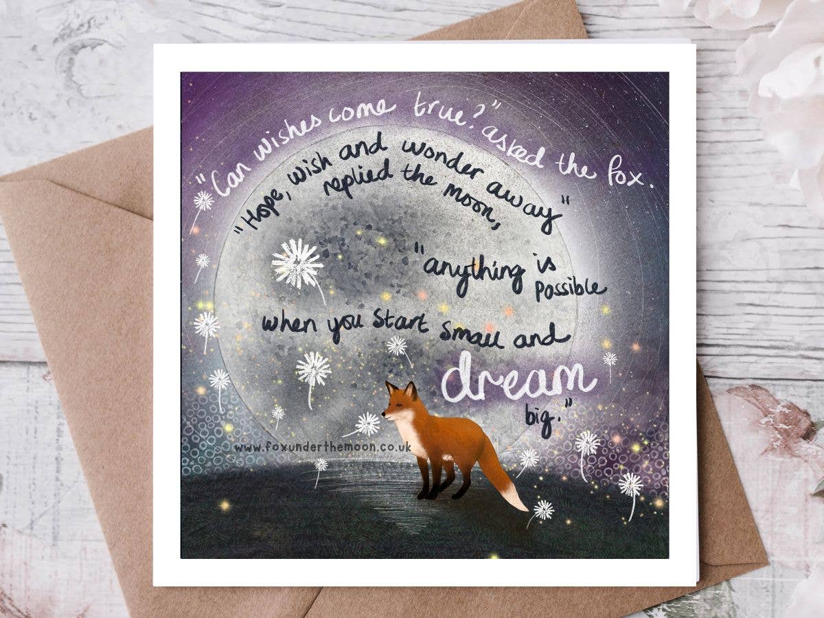 Fox Under The Moon - "Wishes" Celebration & Encouragement Card by Fox Under The M: Individual cello wrapping