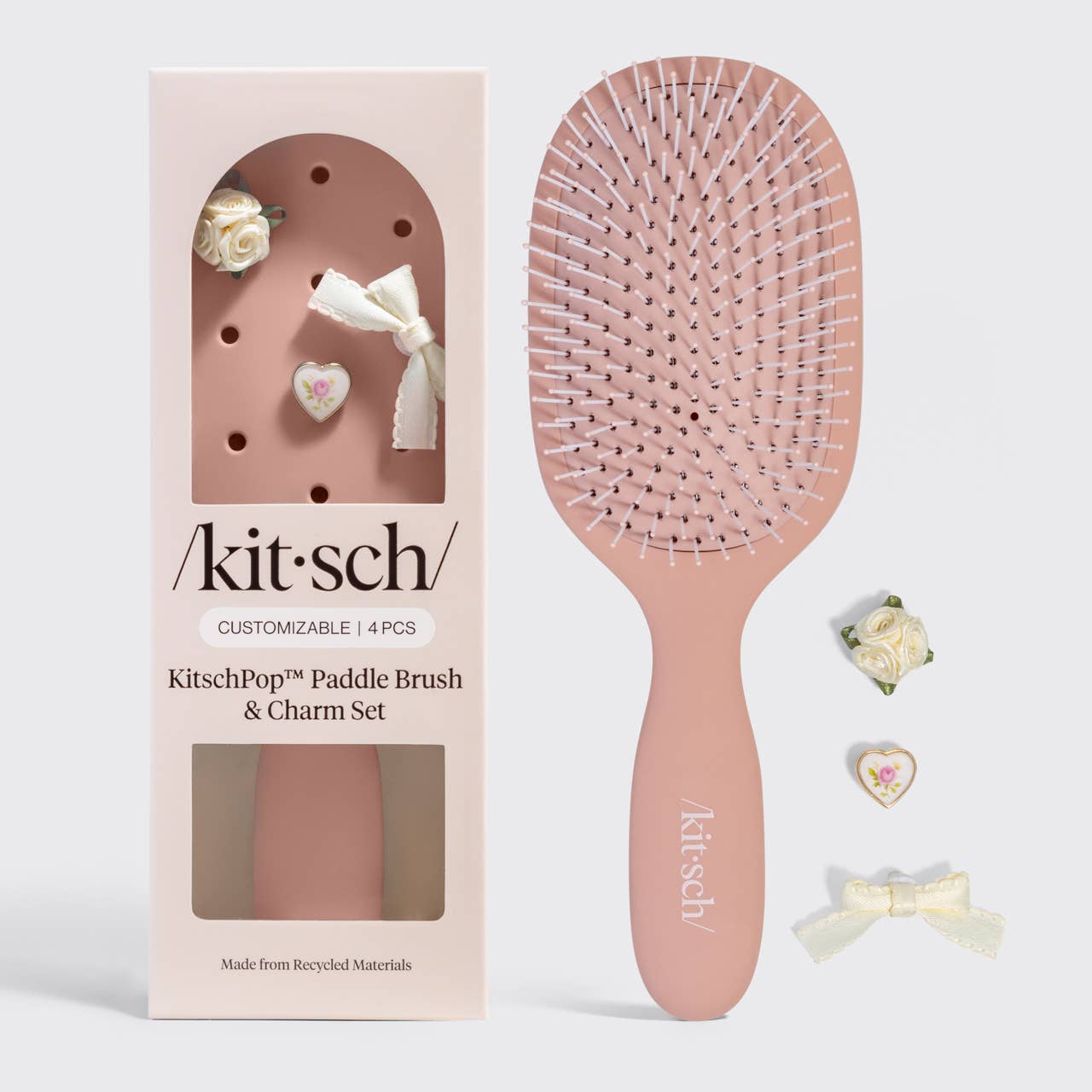 KitschPop™ Paddle Brush & Charm Set | Terracotta