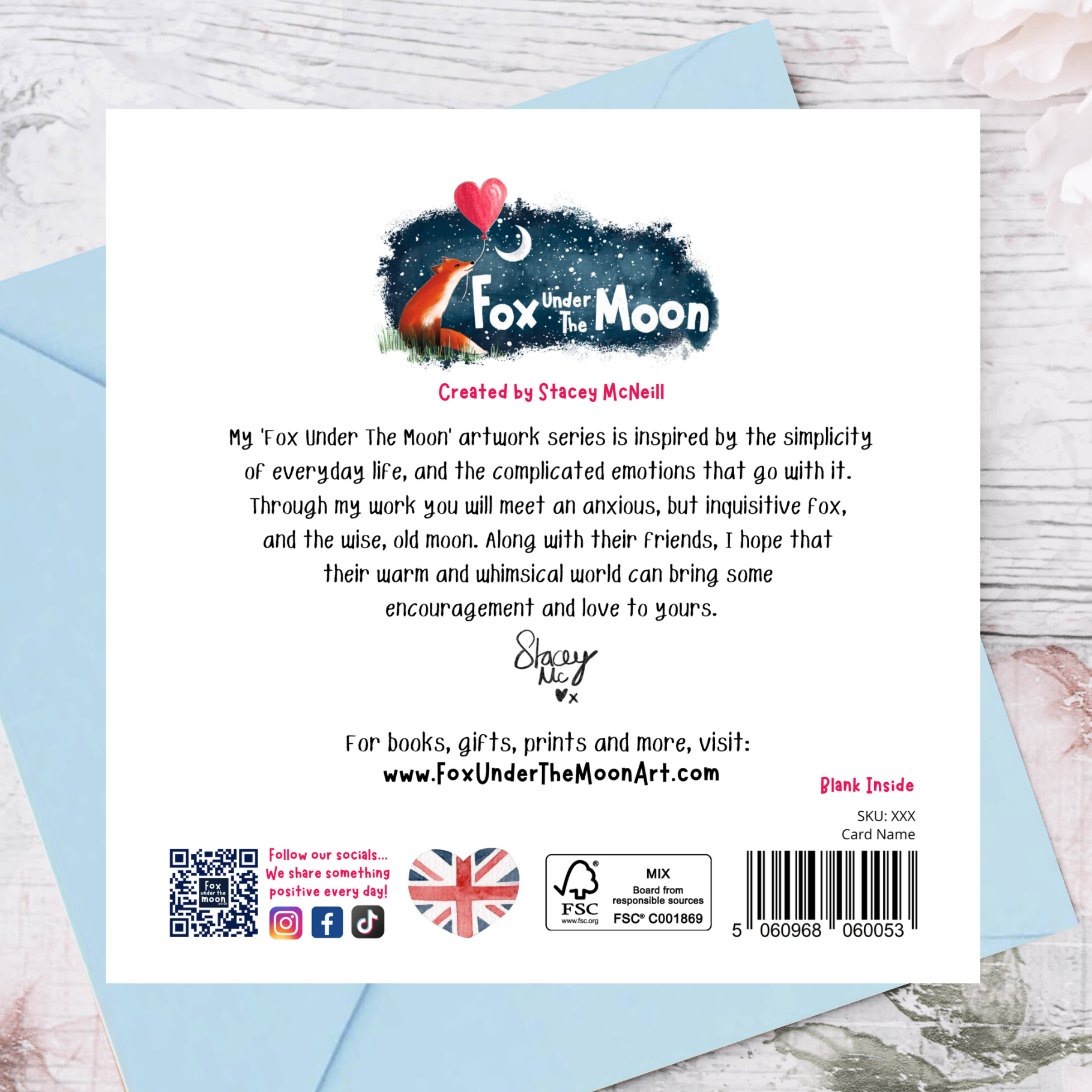 Fox Under The Moon - 'Oceans' - Greeting Card by Fox Under The Moon: Individual cello wrapping