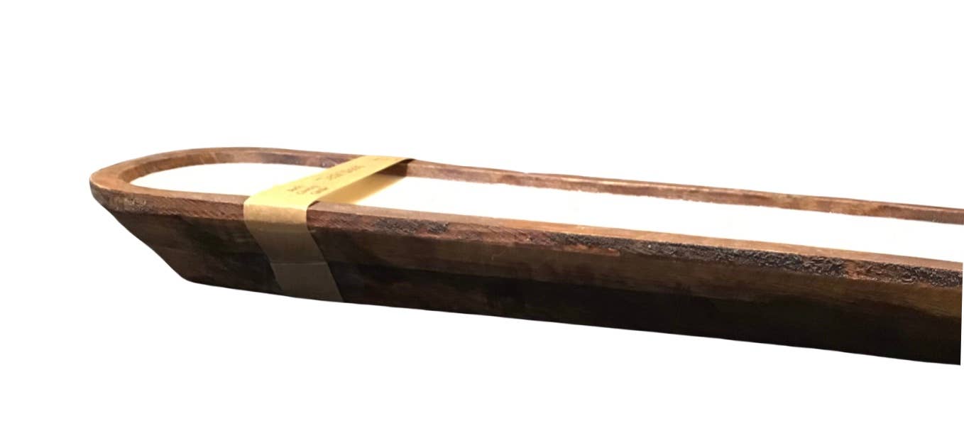 Wooden tray with a gold band