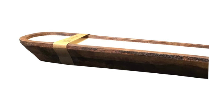 Wooden tray with a gold band