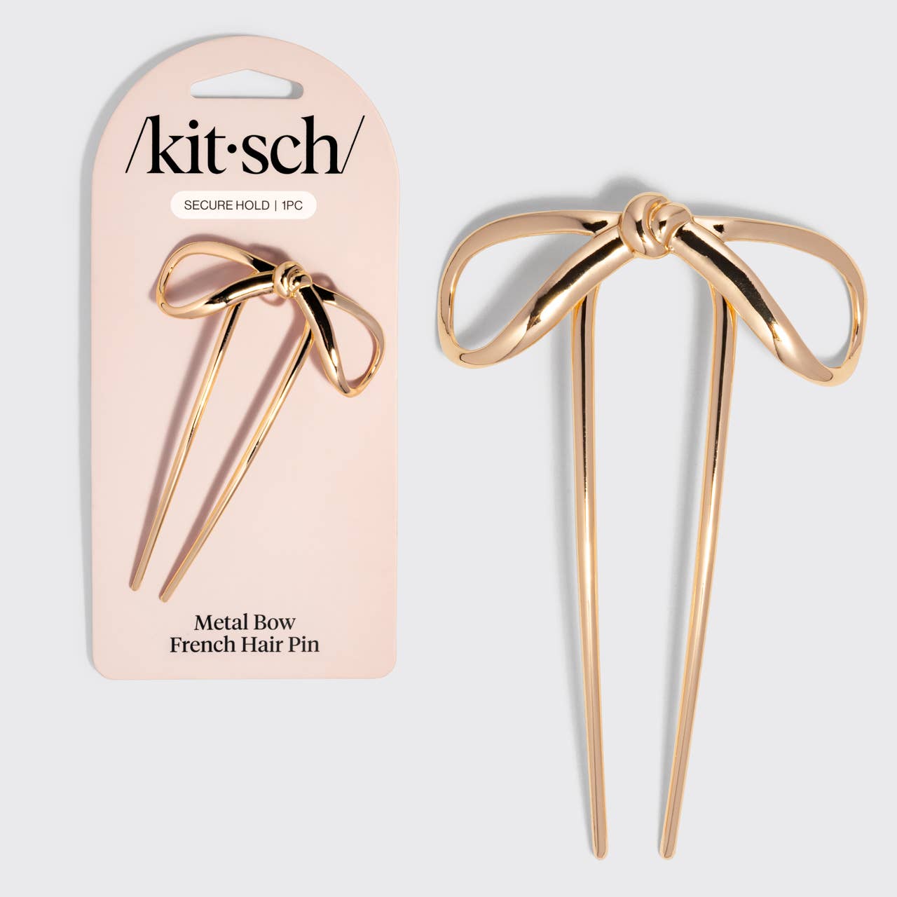 Metal Bow French Hair Pin | Gold