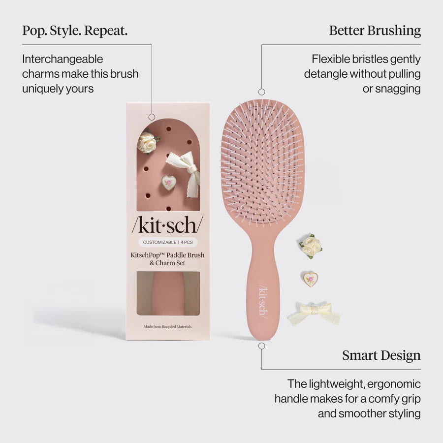 KitschPop™ Paddle Brush & Charm Set | Terracotta
