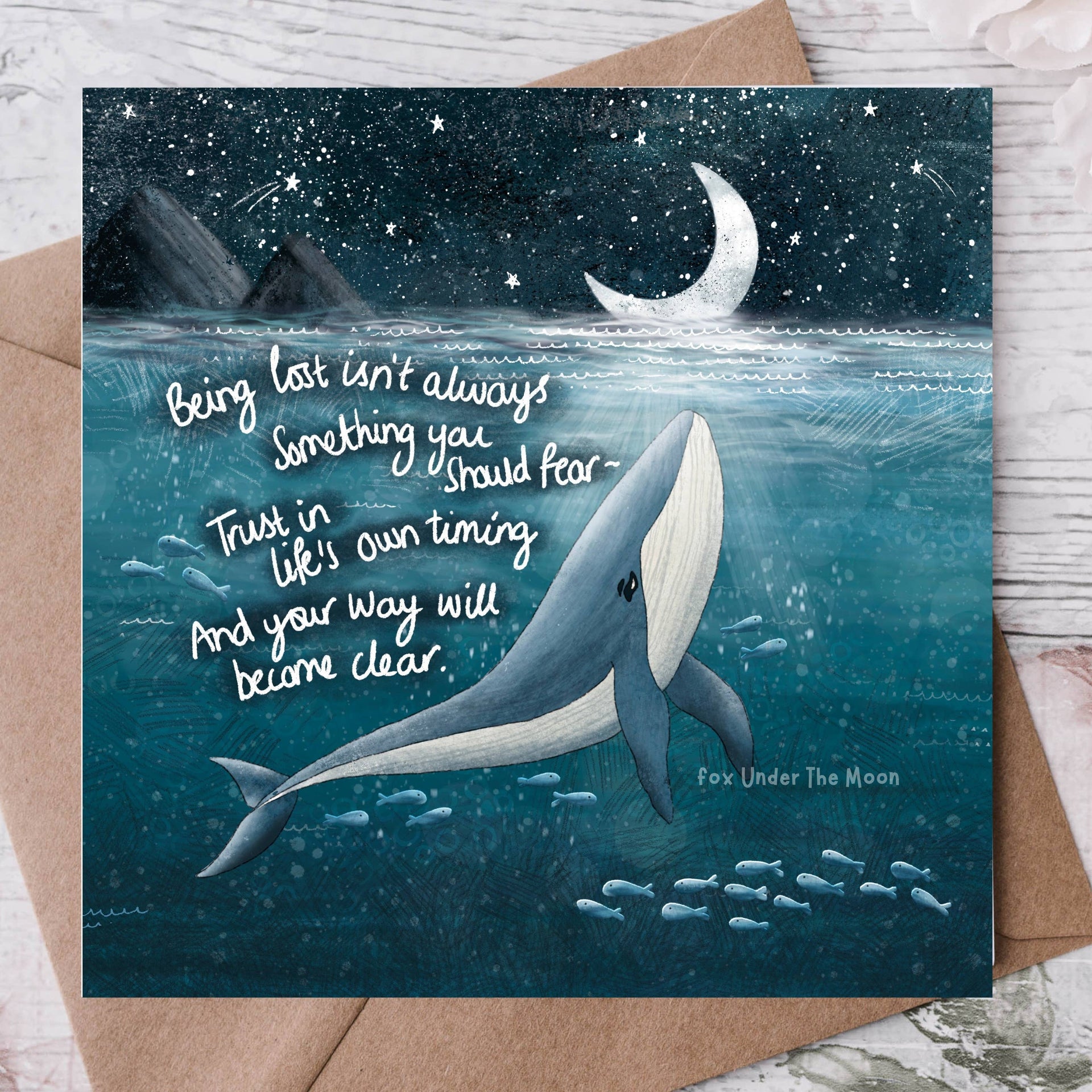 Fox Under The Moon - 'Find Your Way' - Greeting Card by Fox Under The Moon: Individual cello wrapping