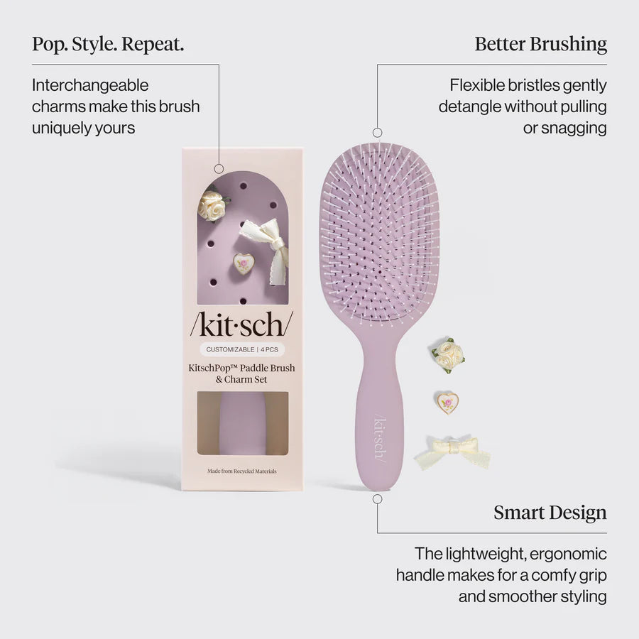 KitschPop™ Paddle Brush & Charm Set | Soft Violet