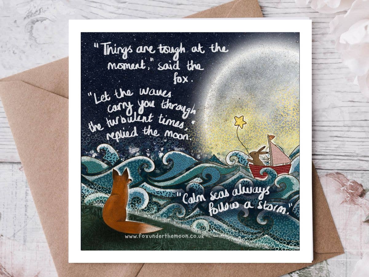 Fox Under The Moon - "Waves" Soothing & Encouragement Card by Fox Under The Moon: Individual cello wrapping