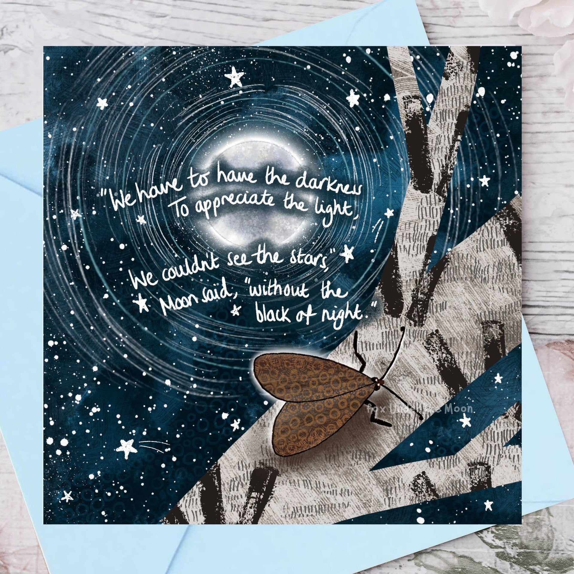 Fox Under The Moon - 'Darkness' - Greeting Card by Fox Under The Moon: Individual cello wrapping