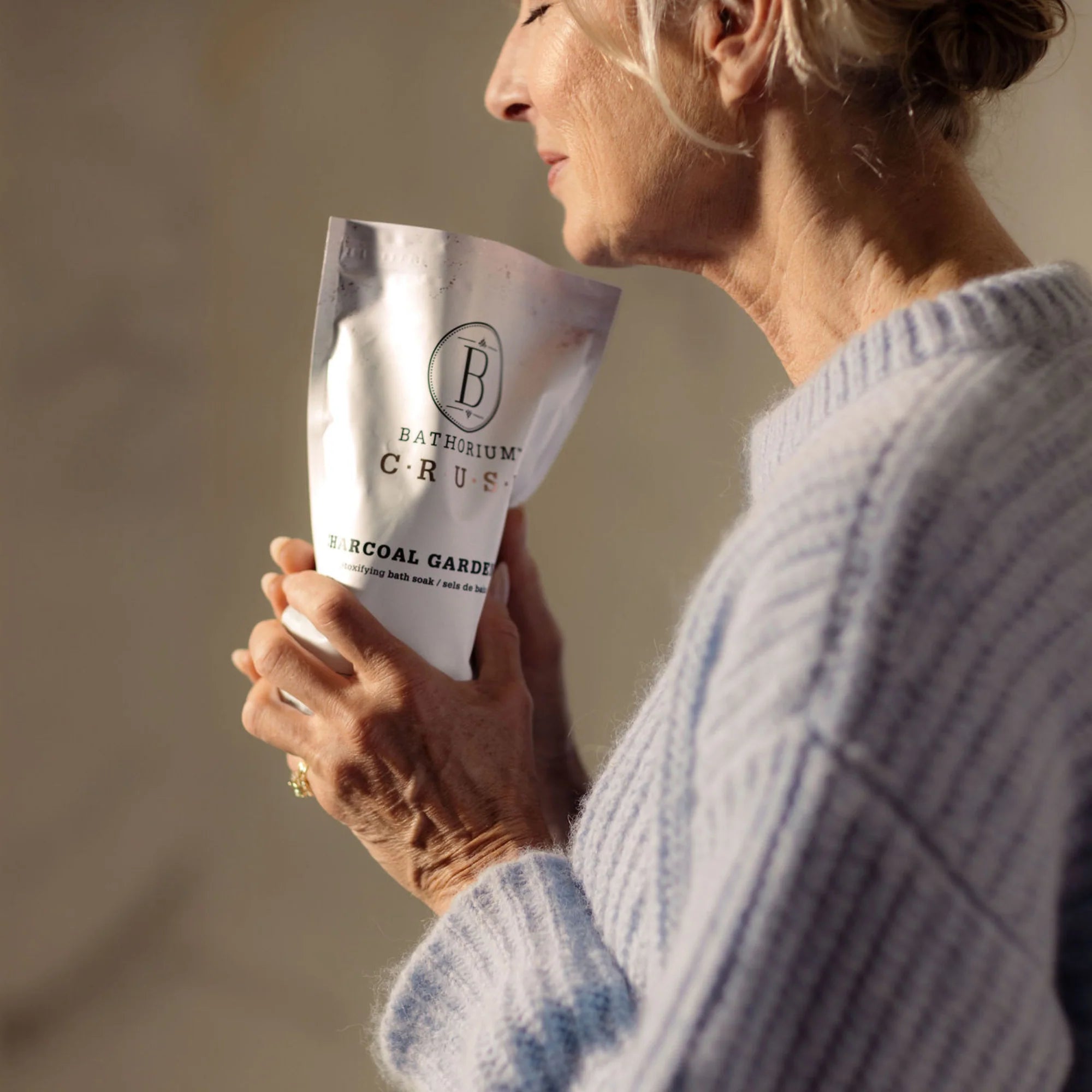 Person holding a product