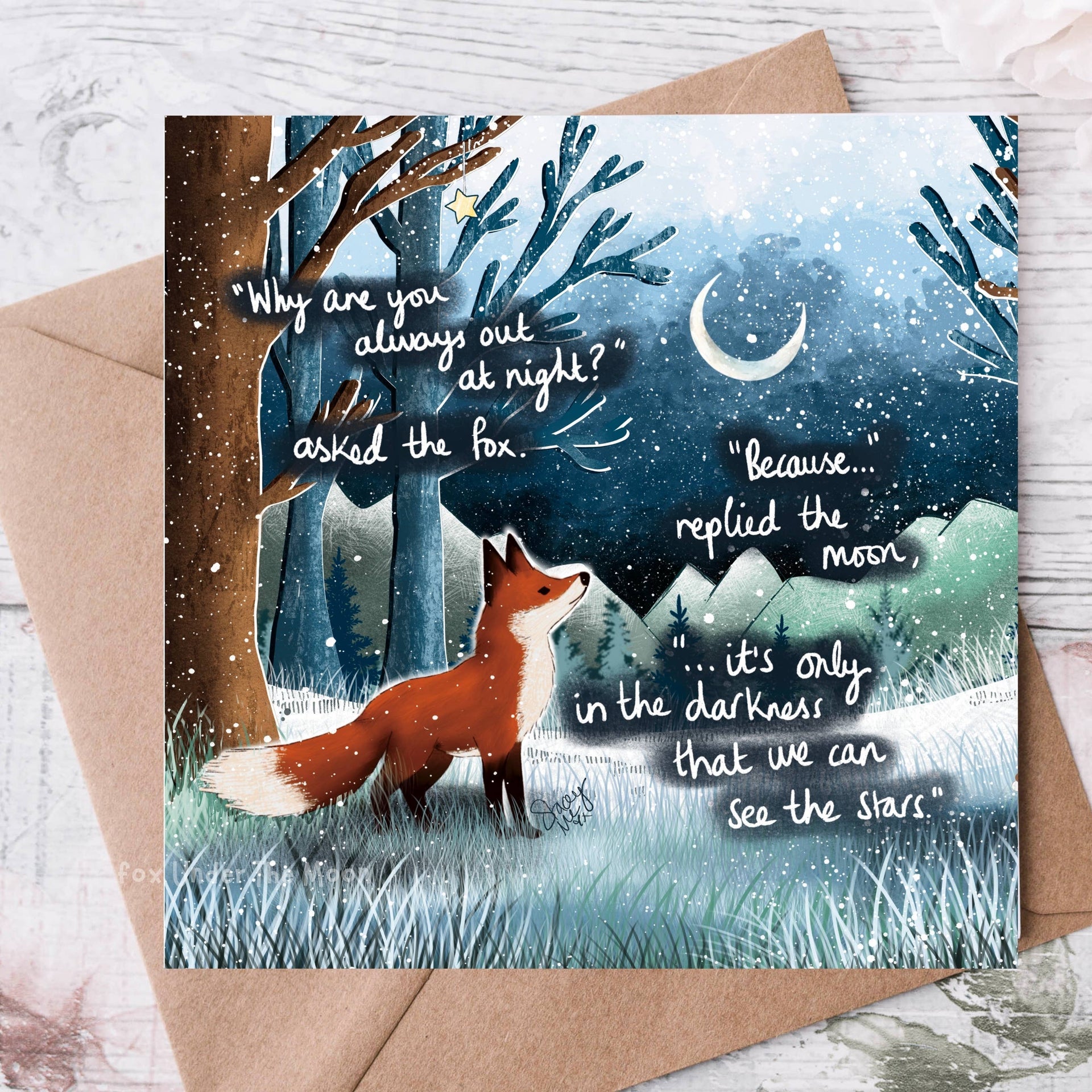 Fox Under The Moon - 'Out At Night' - Greeting Card From Fox Under The Moon: Individual cello wrapping