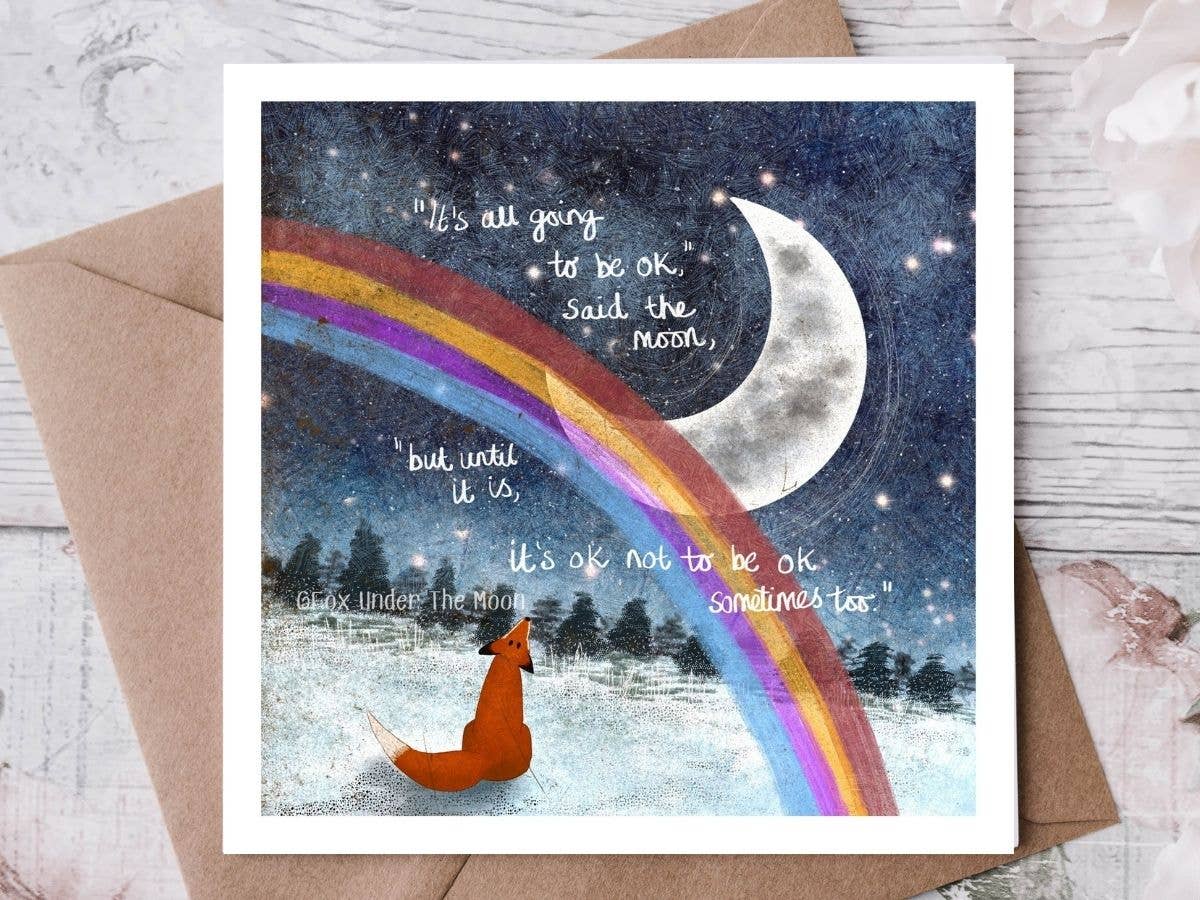 Fox Under The Moon - ‘It’s OK’ Encouragement Greeting Card by Fox Under The Moon: Individual cello wrapping