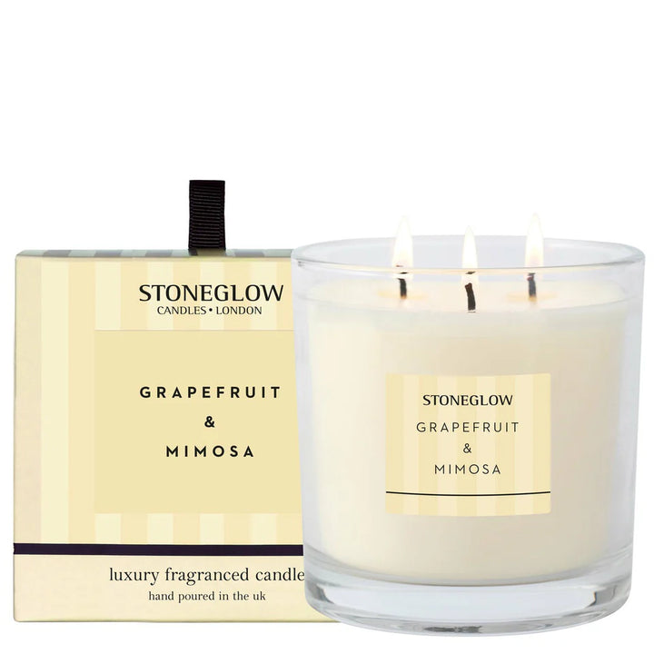 Stoneglow Grapefruit & Mimosa candle with packaging