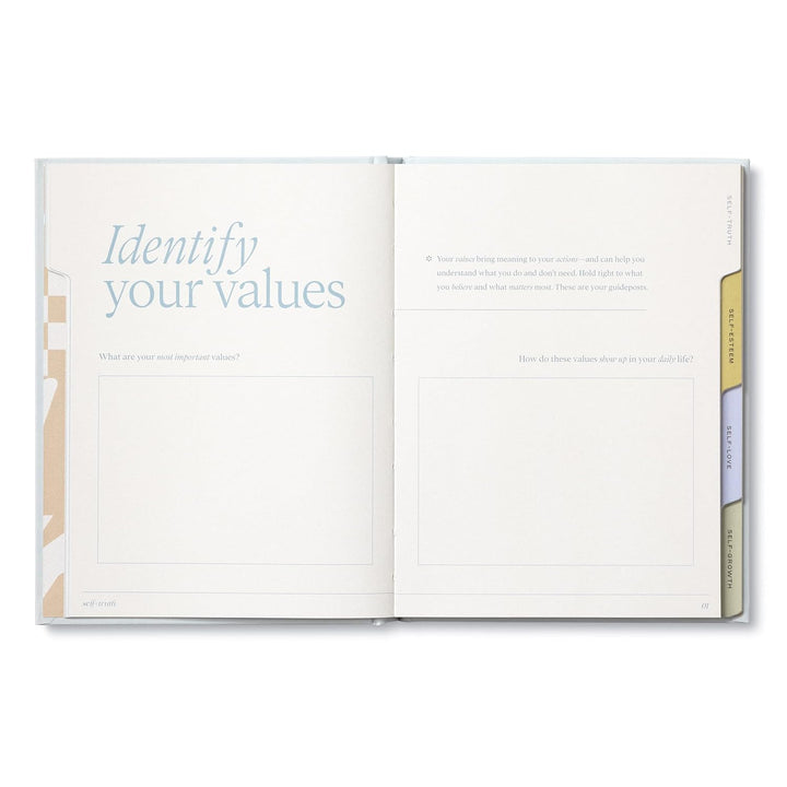 Open book with text on values