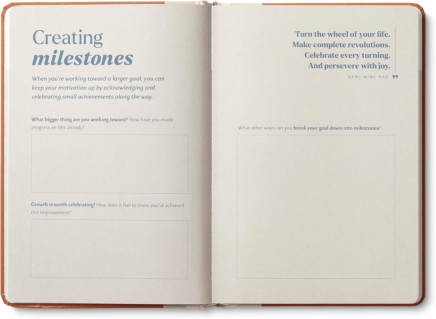 Open book with motivational text