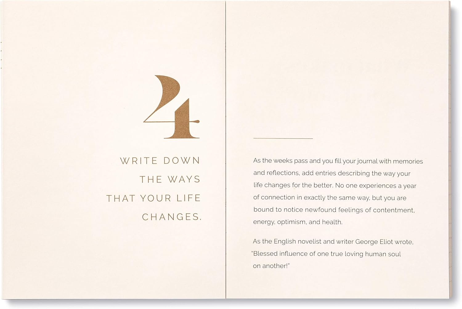 Inspirational quote on a beige background with a gold design element.