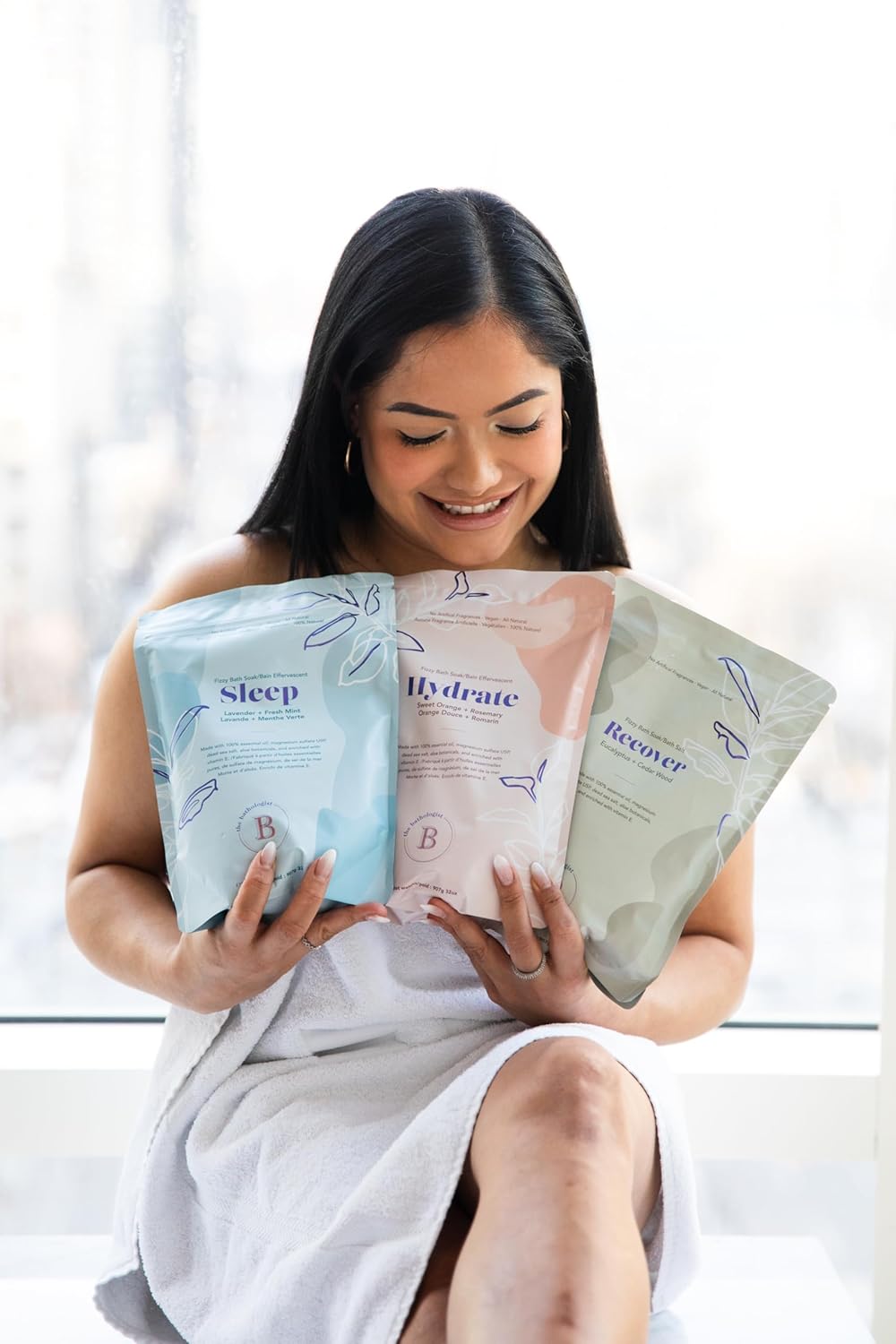 Woman holding skincare masks