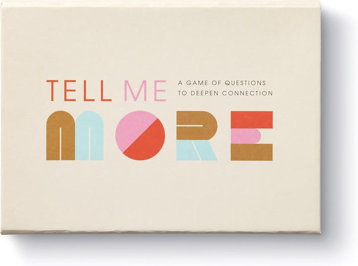 Board game box titled 'Tell Me More'