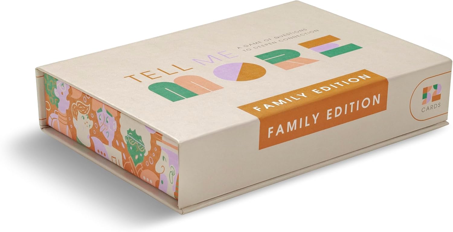 Card game box labeled 'Tell Me' Family Edition