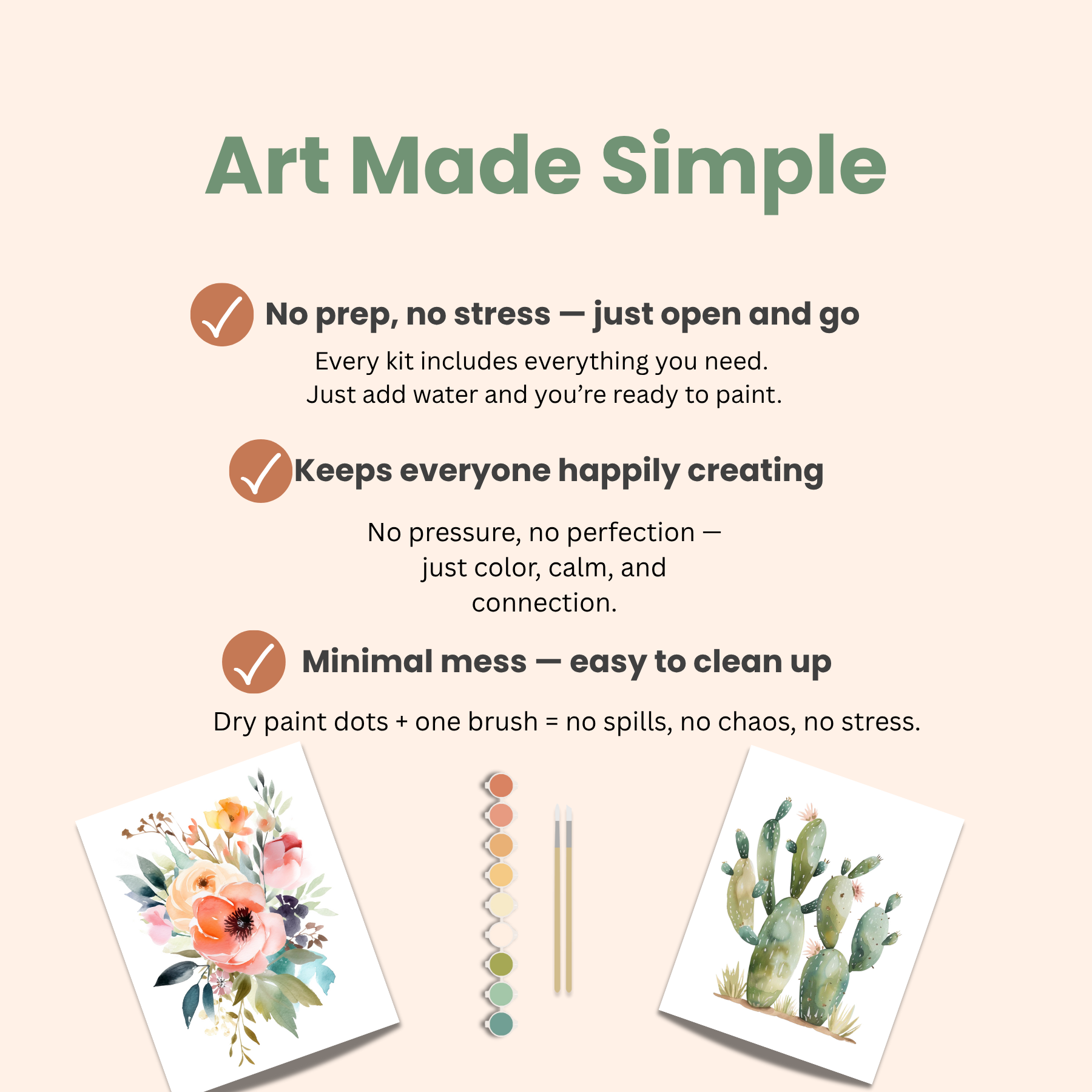 Promotional graphic for 'Art Made Simple' with two painted cards