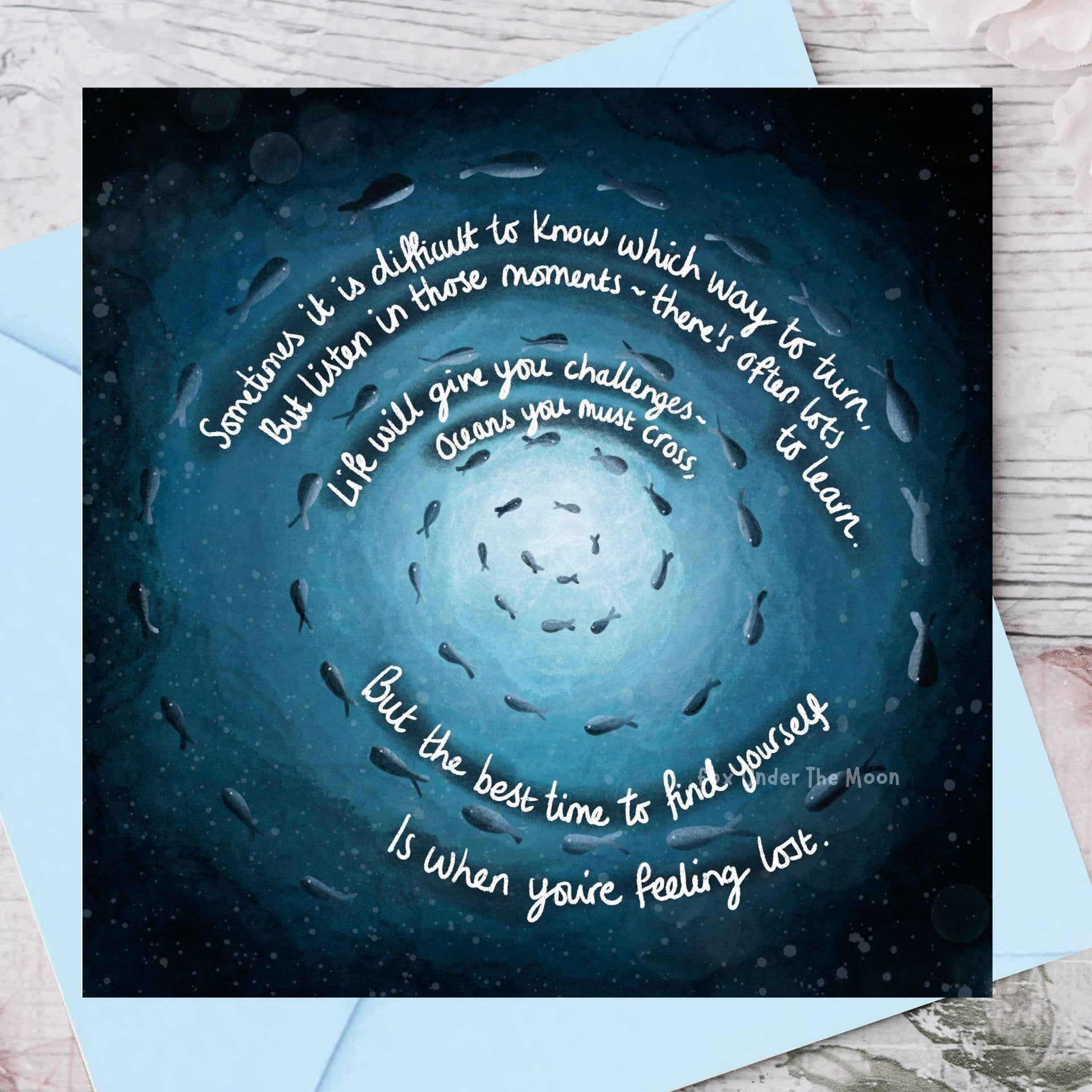 Fox Under The Moon - 'Oceans' - Greeting Card by Fox Under The Moon: Individual cello wrapping