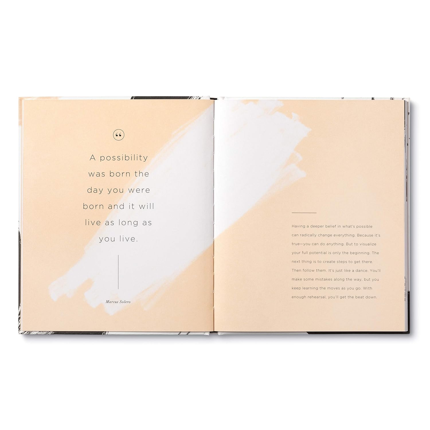Open book with text and minimal design