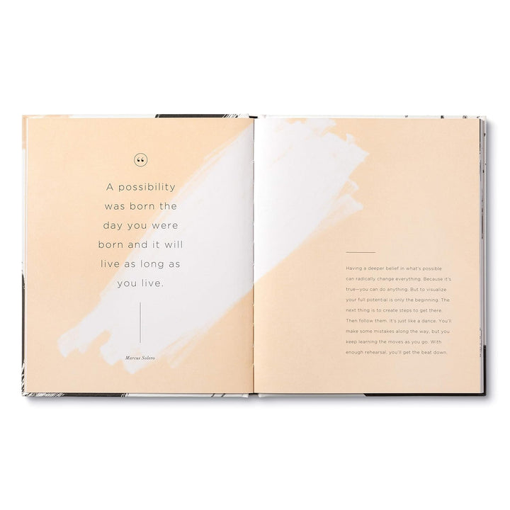 Open book with text and minimal design