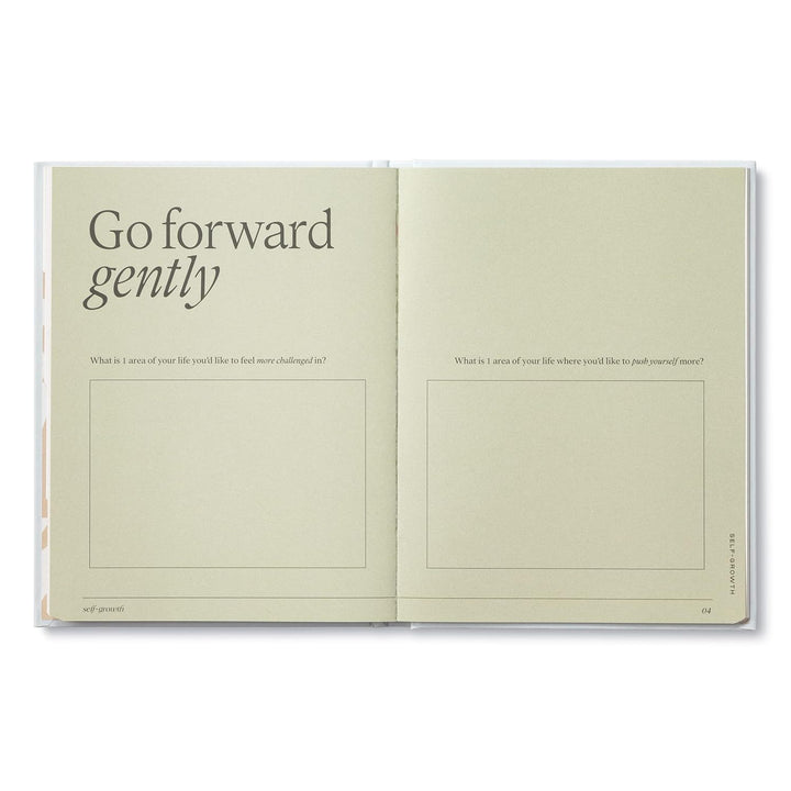 Open book with text and prompts