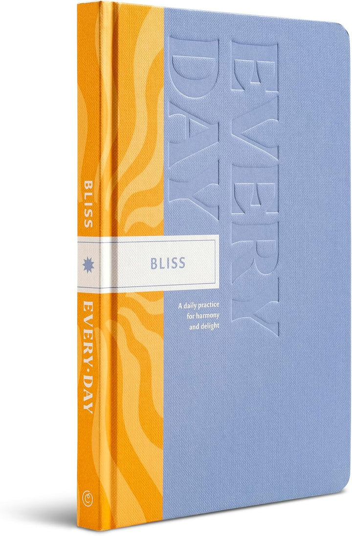 Blue and orange notebook with 'Everyday Bliss' branding