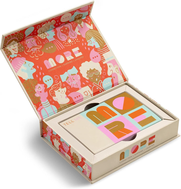 Colorful makeup set in an open box with decorative patterns