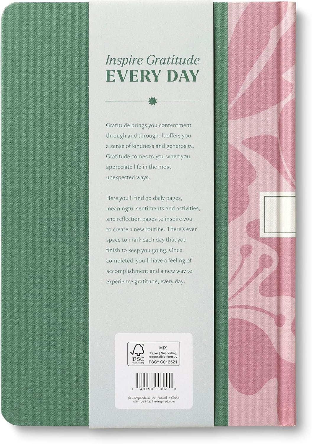 Green and pink notebook with text
