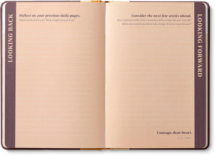 Open notebook with 'Looking Back' and 'Looking Forward' sections