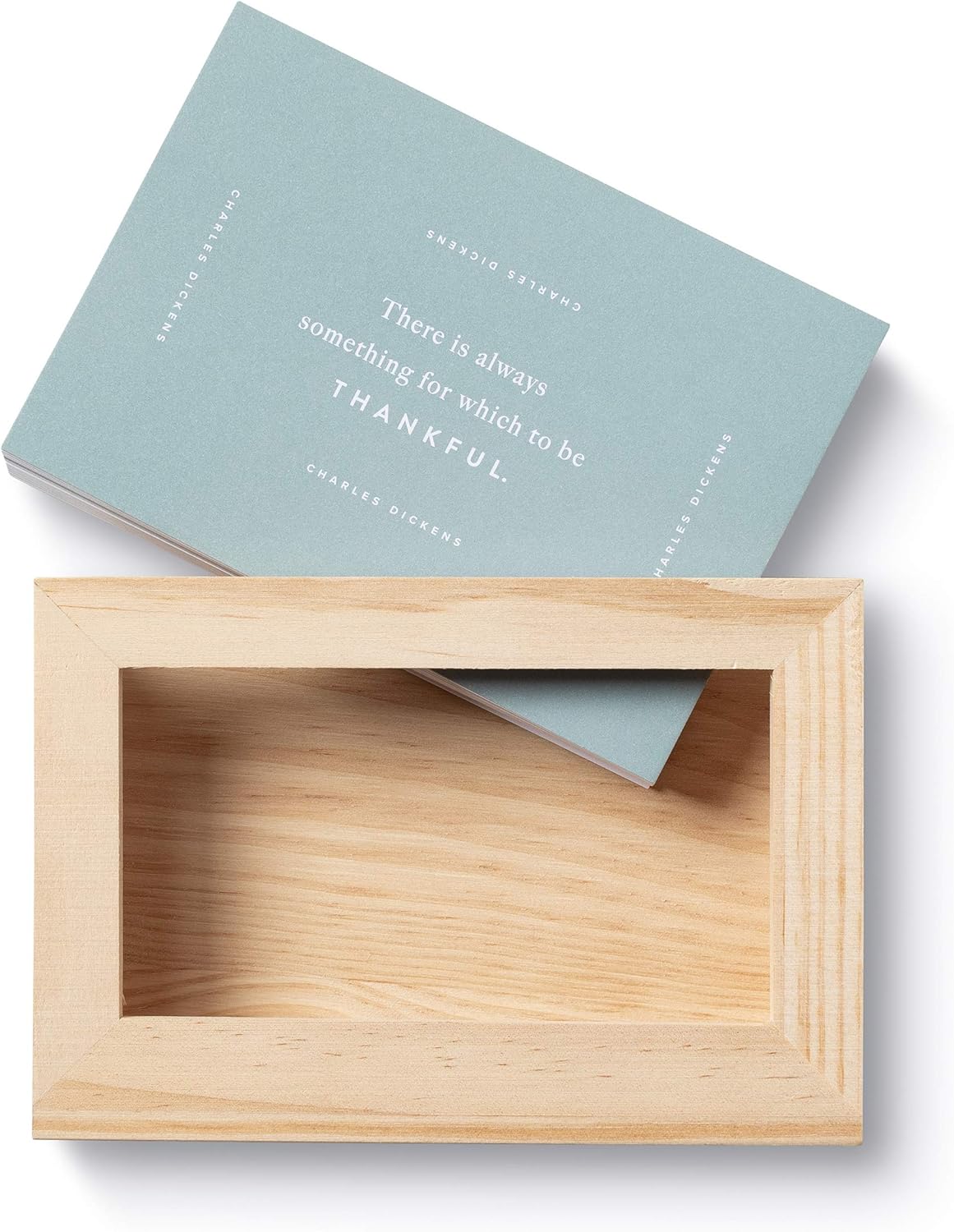 Wooden frame with a light blue card inside