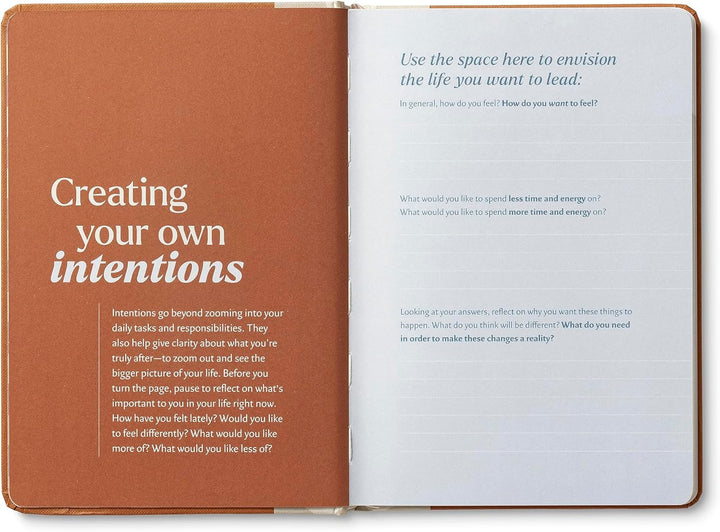 Open book with text on creating intentions