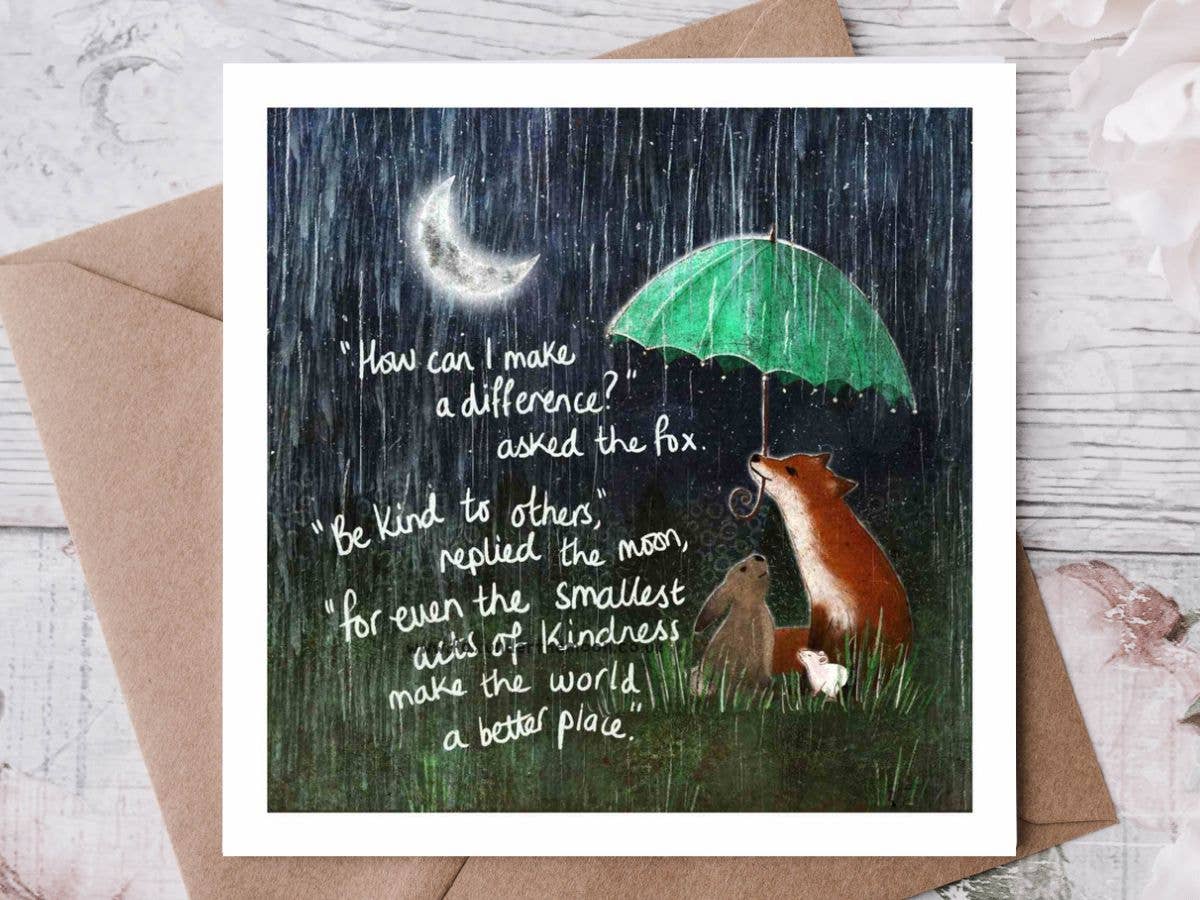 Fox Under The Moon - "Kindness" Thank You & Appreciation Card by Fox Under The Mo: Individual cello wrapping