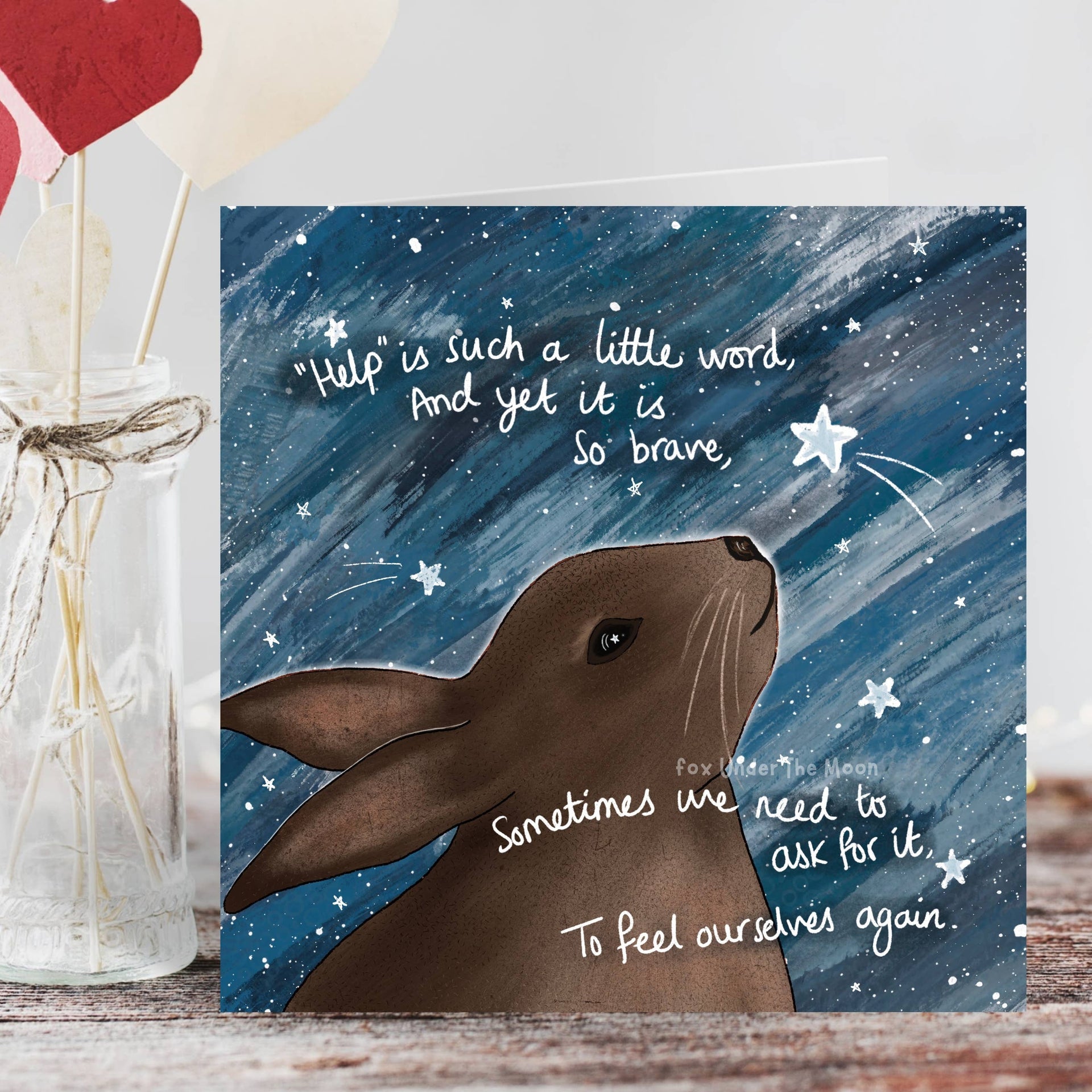 Fox Under The Moon - 'Brave' - Greeting Card by Fox Under The Moon: Individual cello wrapping