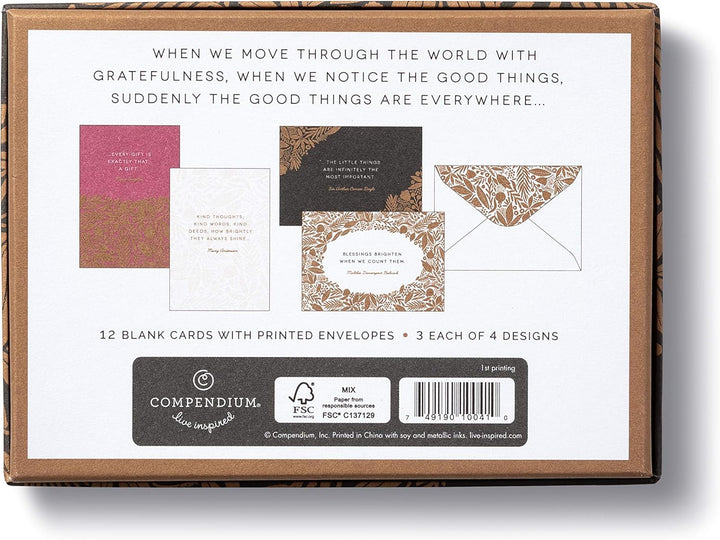 Box of Compendium blank cards with printed envelopes